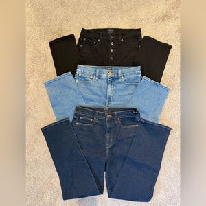 Set of 3 pairs of J Crew Stovepipe denim jeans, size 26